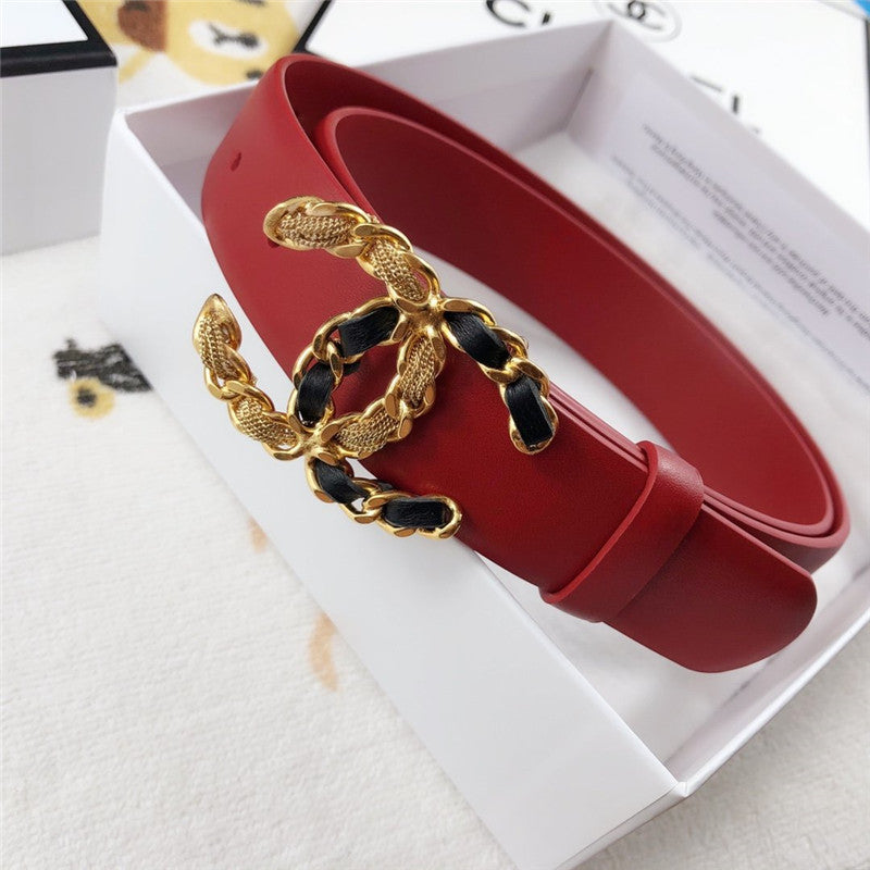 High Quality Luxury Chanel Leather Belt Buckle 30Mm Red product detail