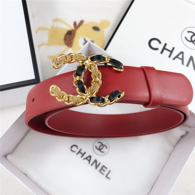 High Quality Luxury Chanel Leather Belt Buckle 30Mm Red