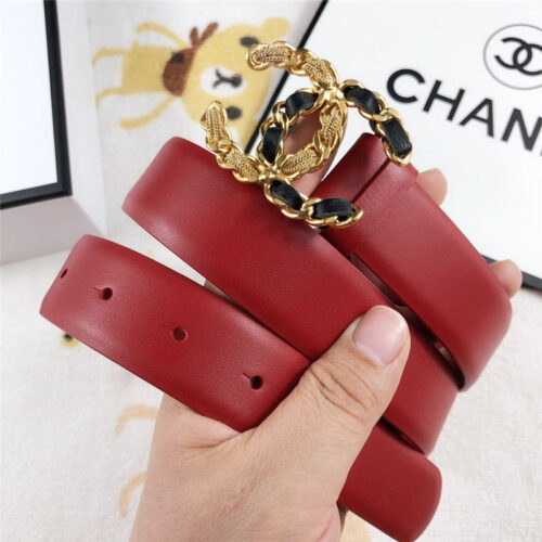 High Quality Luxury Chanel Leather Belt Buckle 30Mm Red product detail