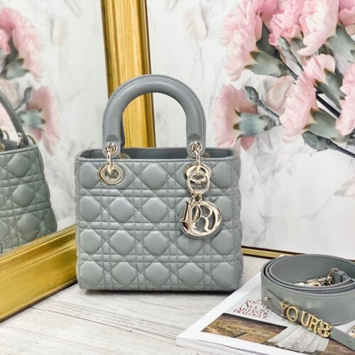 High Quality Luxury Lady Dior Letter Bag Gray