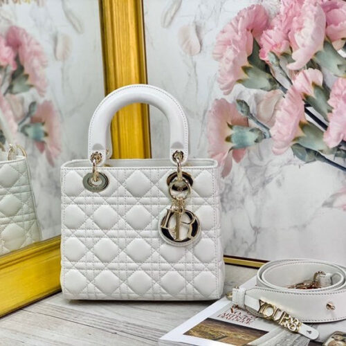High Quality Luxury Lady Dior Letter Bag White