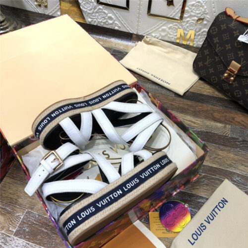 High Quality Luxury LV Platform Sandals White alternate view