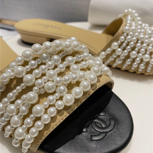High Quality Luxury Chanel Pearl Slippers Shoes Fake Shoes – Style 55334 product detail
