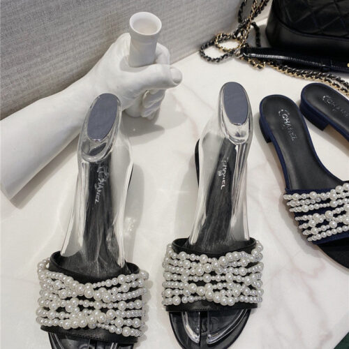 High Quality Luxury Chanel Pearl Slippers Shoes Fake Shoes – Style 25958