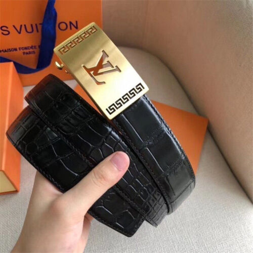 High Quality Luxury LV Mens Automatic Belt Gold