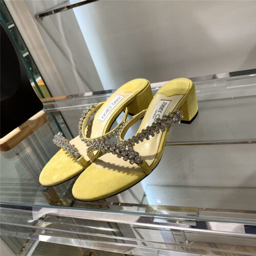 High Quality Luxury Jimmy Choo Rhinestone Low Heel Sandals – Style 34327 product detail