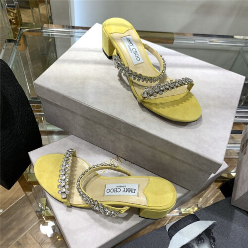 High Quality Luxury Jimmy Choo Rhinestone Low Heel Sandals – Style 34327 product detail