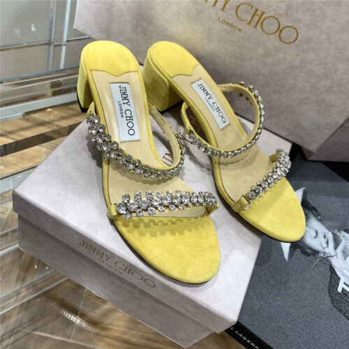High Quality Luxury Jimmy Choo Rhinestone Low Heel Sandals – Style 34327 product detail