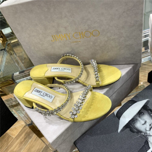 High Quality Luxury Jimmy Choo Rhinestone Low Heel Sandals – Style 34327 product detail
