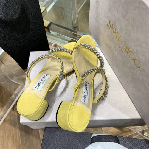 High Quality Luxury Jimmy Choo Rhinestone Low Heel Sandals – Style 34327 product detail