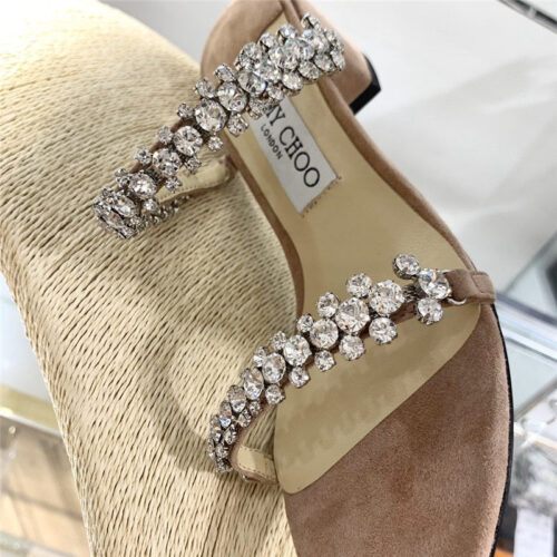 High Quality Luxury Jimmy Choo Rhinestone Low Heel Sandals product detail
