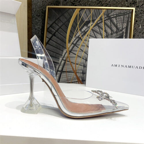 High Quality Luxury Amina Muaddi Crystal Heel Pumps product detail