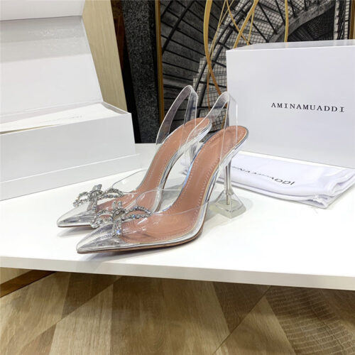 High Quality Luxury Amina Muaddi Crystal Heel Pumps alternate view