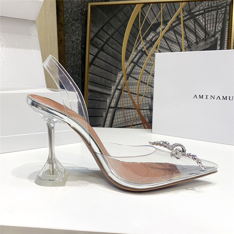 High Quality Luxury Amina Muaddi Crystal Heel Pumps product detail