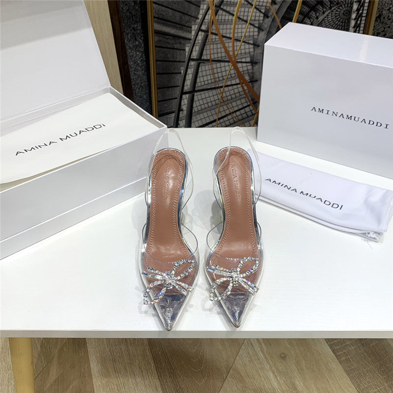 High Quality Luxury Amina Muaddi Crystal Heel Pumps product detail