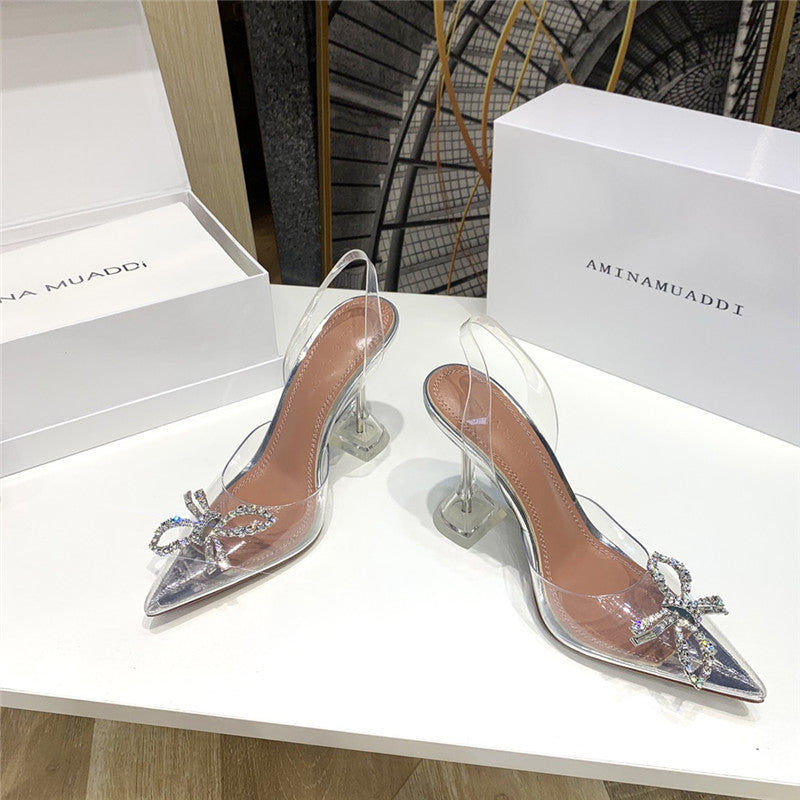 High Quality Luxury Amina Muaddi Crystal Heel Pumps product detail