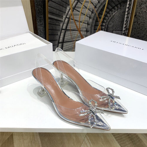 High Quality Luxury Amina Muaddi Crystal Heel Pumps – Style 29763