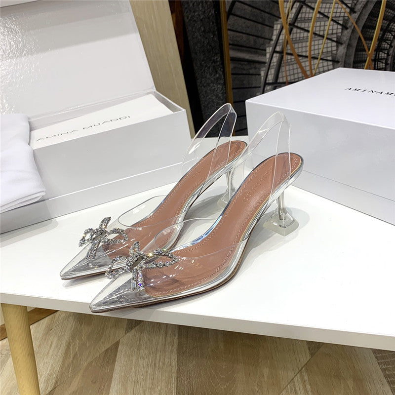 High Quality Luxury Amina Muaddi Crystal Heel Pumps – Style 29763 product detail
