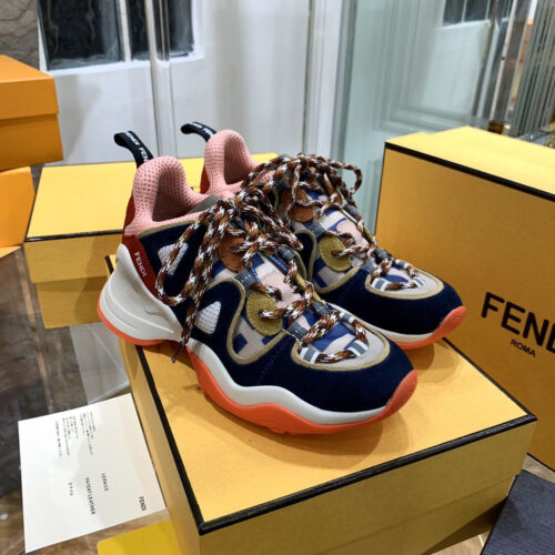 High Quality Luxury Fendi Ffluid Suede And Mesh Sneakers