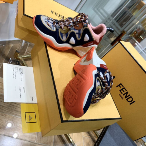 High Quality Luxury Fendi Ffluid Suede And Mesh Sneakers alternate view