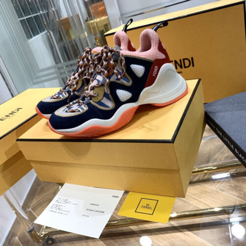 High Quality Luxury Fendi Ffluid Suede And Mesh Sneakers product detail