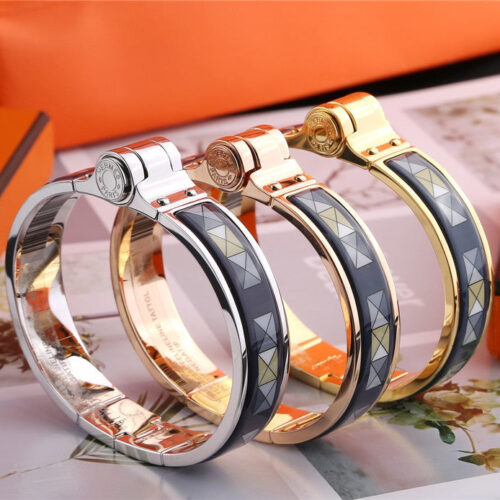 High Quality Luxury Hermes "Blue Square" Hinged Bracelet
