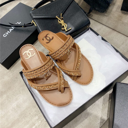 High Quality Luxury Chanel Cc Flip Flops Brown product detail