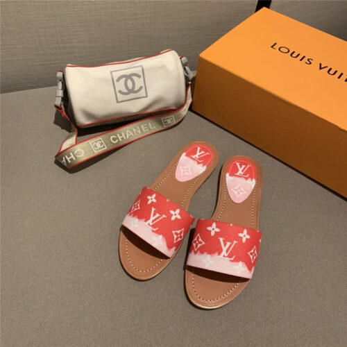 High Quality Luxury Louis Vuitton Flat Sandals Red