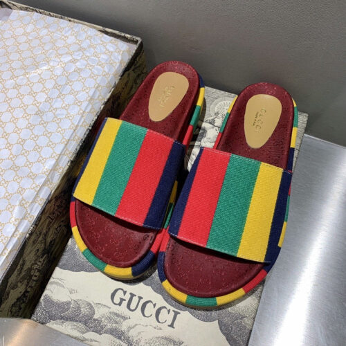 High Quality Luxury Gucci Rainbow Slippers Women