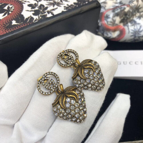 High Quality Luxury Gucci Strawberry Earrings alternate view