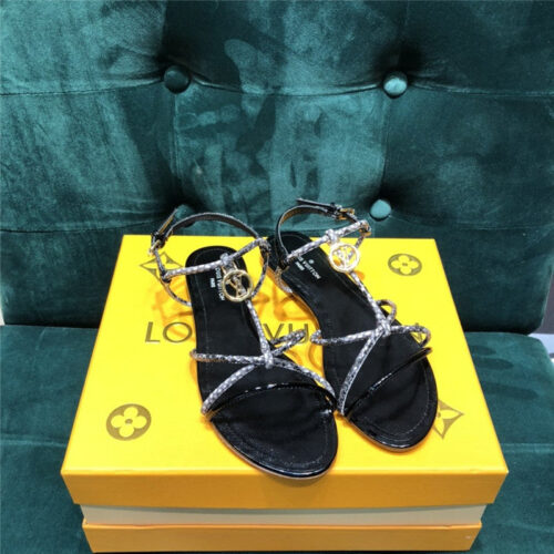 High Quality Luxury Louis Vuitton Flat Sandals Black