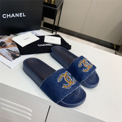 High Quality Luxury Chanel Denim Sandals Slippers