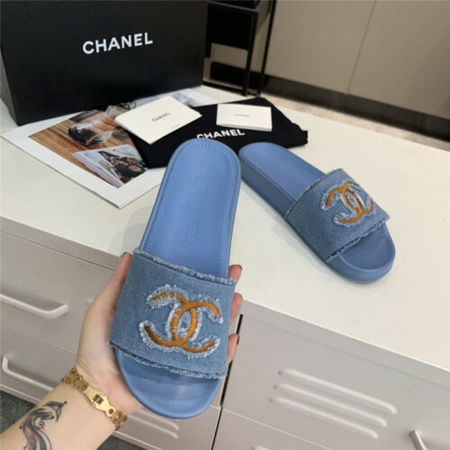 High Quality Luxury Chanel Denim Sandals Slippers – Style 95494 product detail