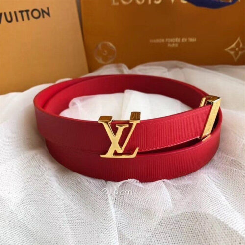 High Quality Luxury LV Initiales 20Mm Belt Women Red