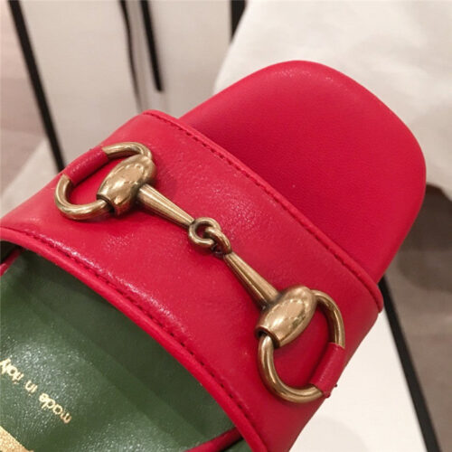High Quality Luxury Gucci Block Heel Sandals Red product detail