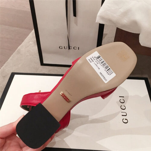 High Quality Luxury Gucci Block Heel Sandals Red product detail