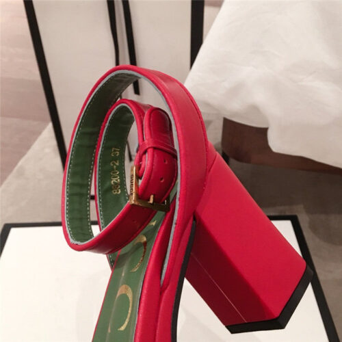 High Quality Luxury Gucci Block Heel Sandals Red product detail