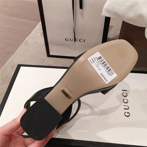High Quality Luxury Gucci Block Heel Sandals Black product detail