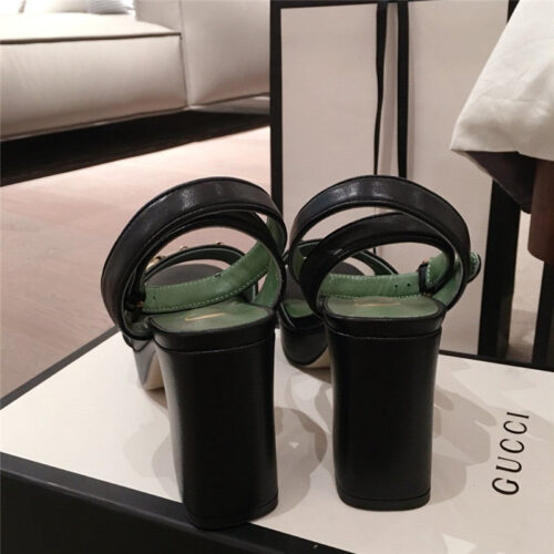 High Quality Luxury Gucci Block Heel Sandals Black product detail