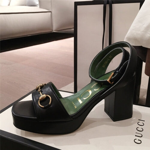 High Quality Luxury Gucci Block Heel Sandals Black product detail
