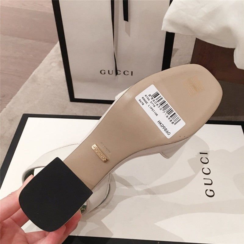 High Quality Luxury Gucci Block Heel Sandals White product detail