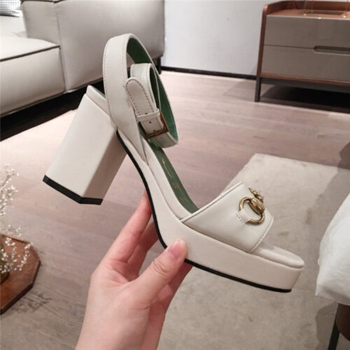 High Quality Luxury Gucci Block Heel Sandals White product detail