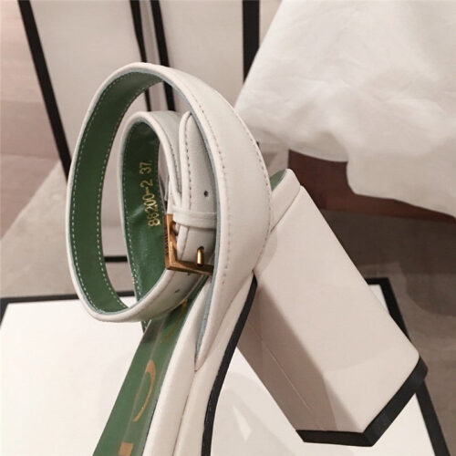 High Quality Luxury Gucci Block Heel Sandals White product detail