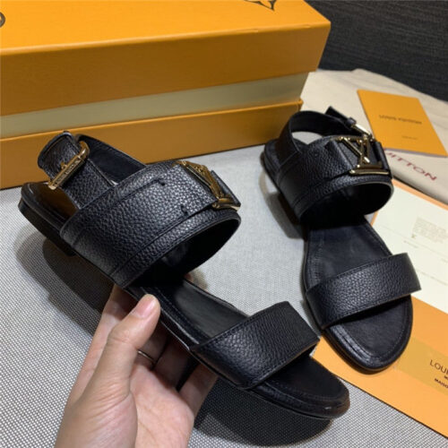 High Quality Luxury LV Sandals Women Black alternate view