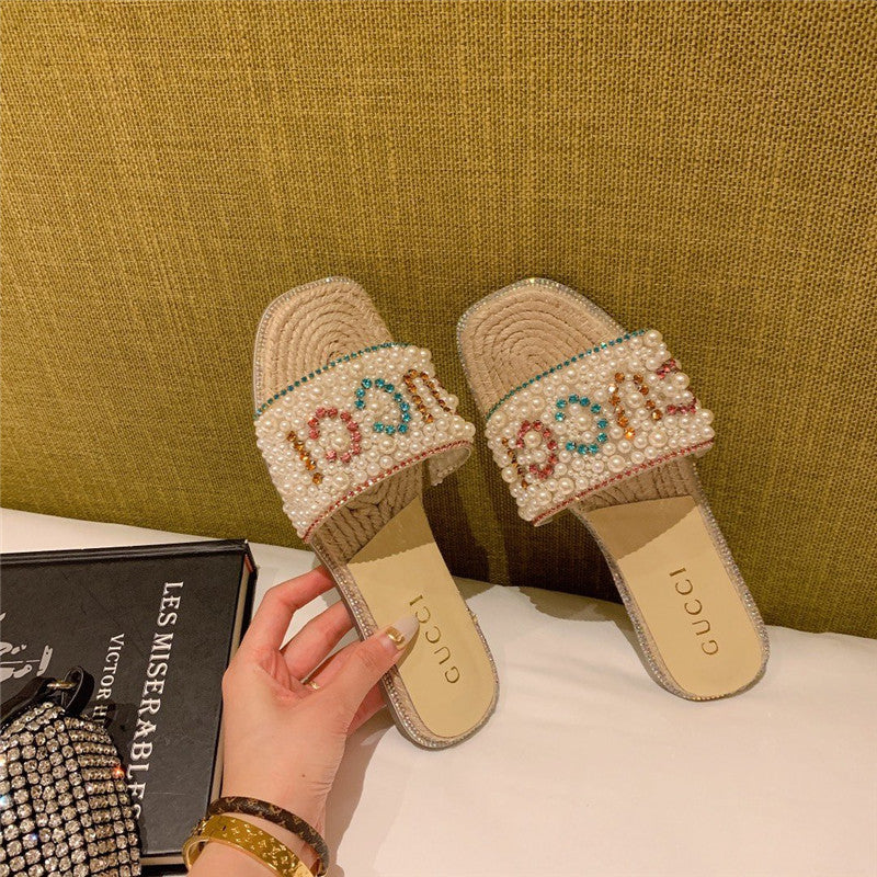 High Quality Luxury Gucci Pearl Slippers product detail