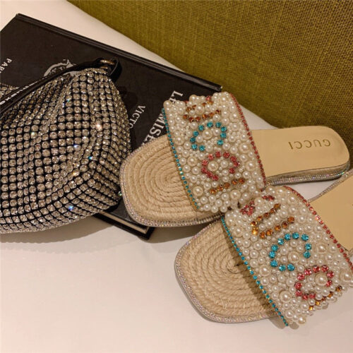 High Quality Luxury Gucci Pearl Slippers product detail