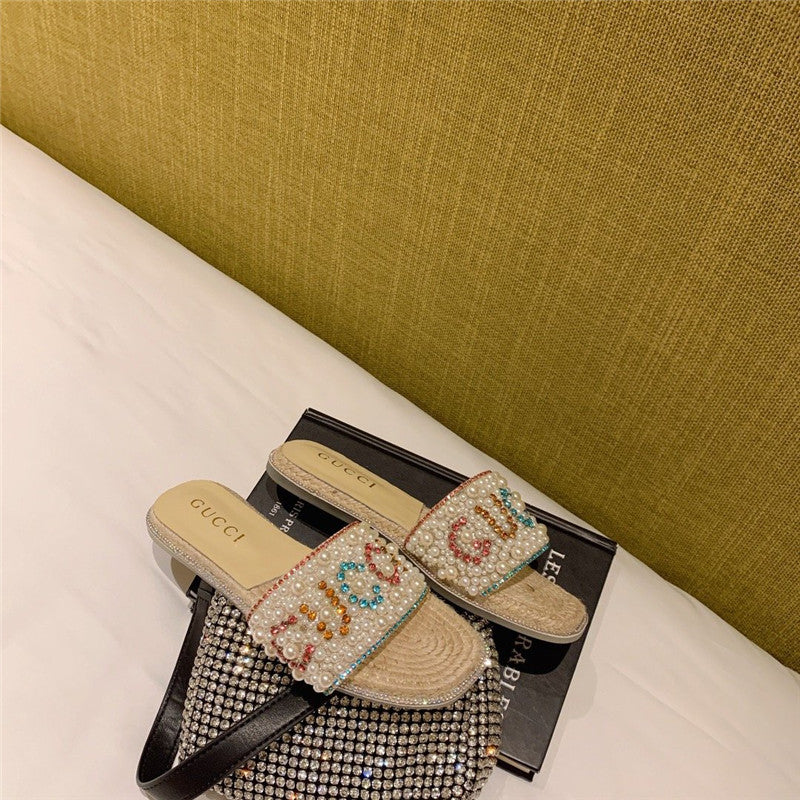 High Quality Luxury Gucci Pearl Slippers