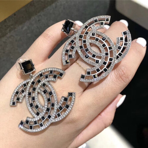 High Quality Luxury Chanel Cc Crystal Earrings