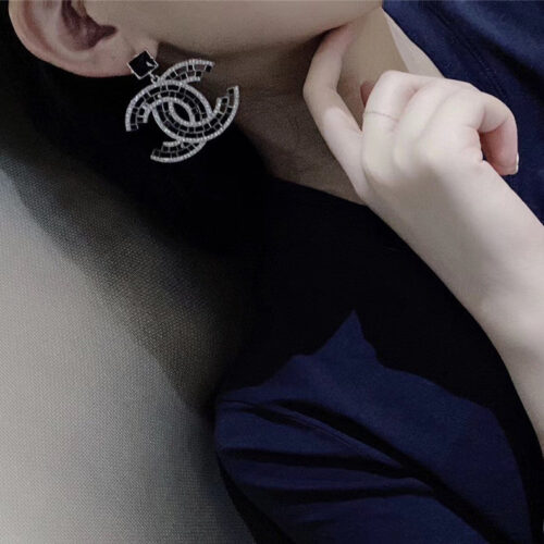 High Quality Luxury Chanel Cc Crystal Earrings alternate view
