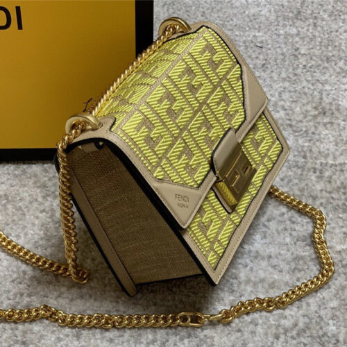High Quality Luxury Fendi Embroidery FF Bag Gold product detail